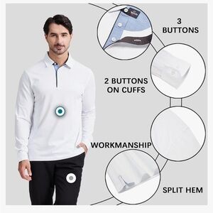 Long Sleeve Polo Shirts Cotton Blend Business Casual Stylish Collared Shirts